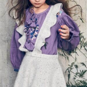 Nellystella Boho Purple Embellished Blouse with Puff Sleeves